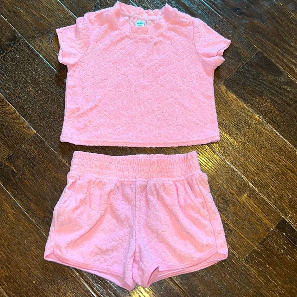 90 Degree By Reflex Girls Towel Terry Sunnywear Top & Shorts Set S/ 7-8 or M/10